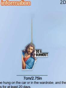 1pc 2D Flat Jesus Blesses Playful Christmas Halloween Wall Decor Car Wedding Hanging Ornament - A - View 2