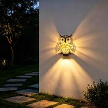 Solar Powered Iron Art Owl Wall Light, Outdoor Decorative Atmosphere Wall Lamp, Warm Light Source, Suitable For Yard, Garden, Pathway, Balcony, Holiday Decoration, Easter, Valentine's Day - Multicolor - View 7