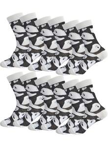 1/6 Pairs Men's Halloween Mid-Calf Socks, Personalized Ghost Design, Multi-Pack Plus Size Mid-Calf Socks - Multicolor - View 3