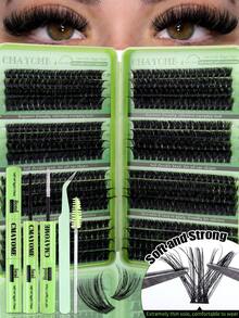 576/592/740pcs D Curl Cluster False Eyelashes Set, Thick Fluffy Detachable Eyelash Extension Kit, Big Eye Effect, Lightweight Reusable, Large Capacity Single Cluster Eyelash Set, Soft Natural 3D Effect Eye Makeup, Portable Travel Pack - Multicolor - View 17