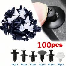 100 buah Pengikat Mobil Nylon Berbagai Ukuran, Bahan Nylon Hitam Kokoh Tahan Deformasi. Meliputi Pengikat Bumper, Klip Pin Tekan, Klip Fender, Cocok untuk Perbaikan dan Penggantian Interior dan Eksterior Kendaraan, Aksesori Pengikat Mobil Multifungsi. - 100 pcs gesper mobil - View 3