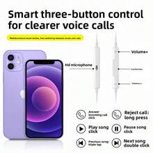 Type-C Orange Earphones Compatible With Most Phones And IOS Devices, Compatible With Iphone 15 16 17, Wired Stereo In-Ear Headphones, Compatible With Most Type-C Interface Devices And Smartphones, Suitable For Office, Travel And Home - White - View 3