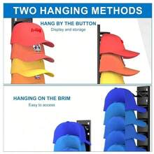 Baseball Cap Storage Rack, Wall-Mounted Hat Holder With Strong Adhesive Backing, Plastic Material, Holds 10 Hats Each, Door/Closet Hat Display Rack, Multi-Layer/Double-Layer Installation Options (Random Color) - View 9