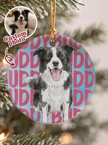 Custom Watercolor Pet Portrait Jewelry Dish For Her, Personalized Dog Photo Watercolor Ring Holder, Custom Pet Photo Ornament Christmas Tree Decor - White - View 5