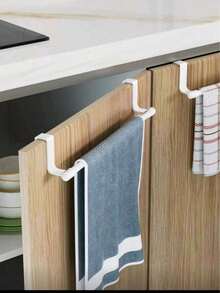 1pc Kitchen Sink Towel Rack Cabinet Door Hook, No-Drill Kitchen Cabinet Door Hanging Rack, Drawer Towel Rack, Available In Black/Silver/White - Silver - View 6