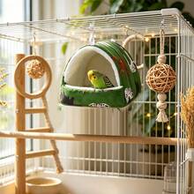 1pc Cute Cartoon Print Semi-Enclosed Plush Pet Bird Nest, Warm Fleece Lined Arch-Shaped Pet Sleeping Hut, Hanging Pet Bed For Autumn/Winter, Suitable For Parrots, Hamsters, Guinea Pigs And Other Small Pets - View 4