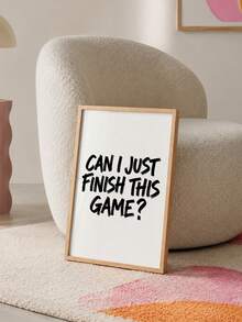 1件無框「Can I Finish This Game?」畫布壁飾，大膽筆觸手寫語錄海報，極簡玩家文字印花，適合酷炫遊戲房、臥室、宿舍、遊戲室牆面裝飾，送給遊戲愛好者的完美禮物 - 彩色 - 查看 4