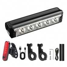 Rechargeable LED Bicycle Light Set - Front Headlight And Rear Tail Light With Multiple Lighting Modes For Cycling - Black - View 8