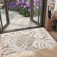Cream Monstera Leaf Bathroom Rug, Minimalist Cream Style Non-Slip Bathroom Mat, Fluffy Soft Plush, Comfortable Foot Feel Faux Cashmere Soft Mat, Non-Slip Bottom, Versatile Soft Door Mat, Makeup Mat, Cozy Entryway Mat, Bathroom Bath Mat, Bathtub Mat, Home Bedroom, Window Sill Mat, Bedside Rug, Washing Machine Mat, Machine Washable. Note: There May Be Creases During Packaging And Shipping, The Product Is Printed With A White Bottom, Short Plush, Please Consider Carefully Before Purchasing. - Apricot - View 15
