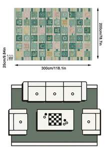 1PC Green Pink Yellow Plaid Totem Square Area Rug, Faux Cashmere Material Rectangular Vintage Pattern, Machine Washable Suitable For Living Room Bedroom Daily Home Decor, Aesthetic Home Decoration - Multicolor - View 13