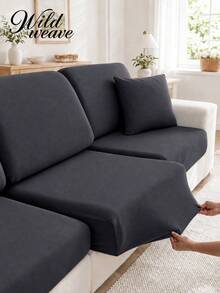 1pc Minimalist Modern Elastic Sofa Cover, Made Of Polyester Fiber, Machine Washable, Dust-Proof, All-Season Universal Removable Washable Cap-Style Sofa Seat Cushion Cover - Dark Grey - View 2