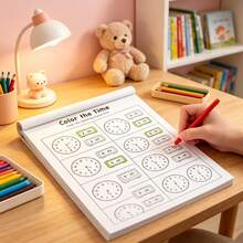 1 Copy "Time Workbook": 32-Page Analog & Digital Time Skill Development Book, Includes Daily Routine Time Matching, Coloring Activities And Clock Reading Practice, Suitable For Home, Learning Space And Independent Practice (Step-By-Step Time Mastery Resource) - Multicolor - View 4