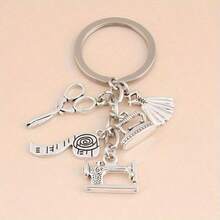 1pc Sewing Machine Scissors Iron Tape Measure Accessories Combination Keychain Mother's Day DIY Jewelry Gift - Multicolor - View 5
