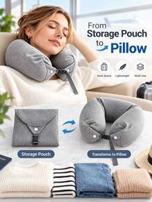 2/1pc Adjustable U-Shaped Travel Neck Pillow - Wide Comfortable Design With Convenient Zipper; Portable And Practical, Suitable For Car, Train, Office And Airplane; Ideal For Long-Distance Flights; Essential Travel Accessory. - Multicolor - View 6