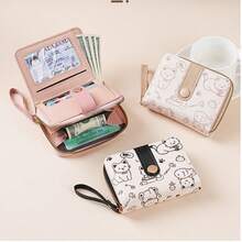 Ví mini nữ họa tiết mèo dễ thương, ví đựng tiền xu khóa kéo nhỏ gọn với nhiều ngăn thẻ và dây đeo cổ tay, nhẹ và tiện lợi, đựng được tiền mặt, thẻ ID và tiền xu, ví ngắn dung tích lớn, ví đựng tiền xu da nhân tạo thời trang dễ thương, phù hợp dùng hàng ngày, đi làm, quà tặng lý tưởng cho bạn bè và gia đình - Nhiều màu - Xem 4