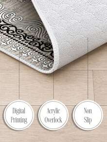Digitally Printed Non-Slip Washable And Area Rug Suitable For Living Room, Bedroom, Outdoor, Kitchen Carpet, Modern Design | Modern, Scandinavian, Bohemian And Classic Styles | 100% Polyester - Light Grey - View 6