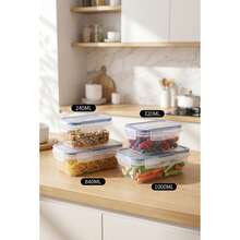 1pc 840ml Rectangular Transparent Plastic Food Storage Container With Silicone Sealing Ring, Leakproof. High Transparency Body, Clear View Of Stored Ingredients, Stackable Design To Maximize Fridge Space, Suitable For Food Portioning And Storage. - Multicolor - View 6