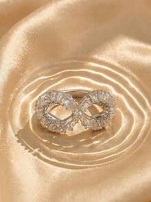 SWAROVSKI Hyperbola Infinity Symbol Ring, Luxury Full Rhinestone Design Women's Ring, Anniversary Gift For Girlfriend - Silver - View 3