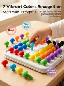 Children's 3D Mushroom Peg Puzzle Large Particle DIY Plug-In Toy, Focus And Educational Early Learning, Suitable For Boys And Girls 3 Years Old And Above, Birthday Gift - Multicolor - View 2