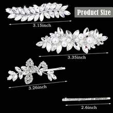 4pcs Set Rhinestone Hair Clips Spring Clips Women Hair Accessories Gold Bridal Daily Wedding Party - Gold - View 2