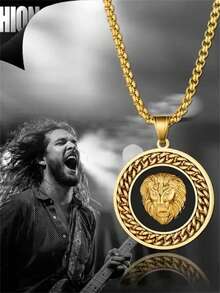 New European And American Hip Hop Jewelry Lion Head Pendant, Halloween Jewelry Necklace, Round Lion Head Design - Fashion - View 5
