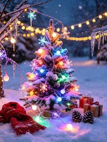 1pc 1.5/3/6m Battery Powered LED Christmas Snowflake String Lights, Christmas Tree Home Party Fireplace Bedroom Holiday Decoration Ball String Lights, Christmas Snowflake LED Fairy Lights, Christmas Tree Decor, Christmas Gift - Transparent Snowflakes + Small White Balls - View 12