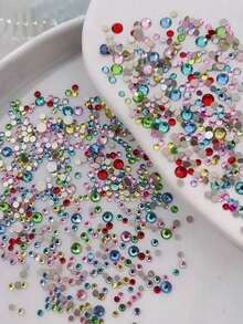 2400/1200/500 Pieces: New Summer Colorful Polka-Dot Nail Art Decorations – Exquisite Flat-Back Rhinestones, Simple & Sparkling Colored Gemstones, And Mixed 3D Nail Accessories - Multicolor - View 3