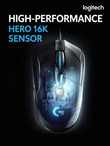 Gaming Mouse, RGB Wired Mouse, Ergonomic Design, Weighs 87g + 10g Detachable Weight, Low Latency, Excellent Performance, Supports Logitech G Hub (Black). - View 7