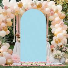 1pc Light Blue Arch Backdrop Cover, 6ft, 6.6ft, 7.2ft Wedding Arch Cover, Double-Sided Elastic Fit Fabric Arch Backdrop, Suitable For Birthday Party And Wedding Arch Frame Decoration (Arch Frame Not Included, Fabric Backdrop Only) - Light Blue - View 2
