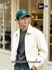 New Era 9FORTY Baseball Cap, White NY Logo Embroidered Adjustable Hat, Dark Green Sports Cap, Unisex - Green - View 3