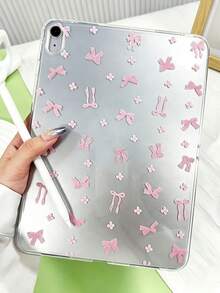 Pink Bow Flat Protective Case, Suitable For IPad (A16) 11 Inch, Painted Pattern Protective Case, Suitable For IPad 10.2 Inch/Air 112024/2025/2026, Suitable For IPad 10/9/8th Gen/Mini 1/2/3/4/5/6/7, Fashionable New Cute Tablet Protective Shell - Clear - View 7