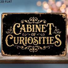 قطعة واحدة لافتة معدنية مطبوعة مسطحة الأبعاد بتصميم Oddities Cabinet، لافتة معدنية مثقوبة مسبقًا، مثالية لتزيين الأماكن الداخلية والحديقة والحمام، مسطحة الأبعاد - B - مشاهدة 1