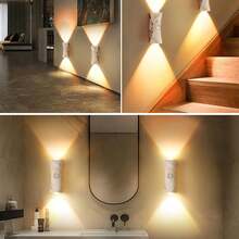 1/2pcs Dimmable Magnetic ,Christmas Lights,LED Night Light,USB Rechargeable Wall Lamp, Smart LED Sensor Wall Light, 3-Color Adjustable, Wireless LED Wall Light, Suitable For Stairs, Bedroom, Hallway, Kitchen, Cabinet,Christmas Decor/Gift - Curved Multicolor - View 8