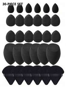 50/40/30/20/10/5pcs Makeup Set, Includes: 10 Liquid Makeup Sponges + 10 Mini Liquid Makeup Sponges + 10 Triangle Powder Puffs (Suitable For Loose Powder And Base Makeup) + 10 Cushion Puffs (Suitable For Facial Makeup) + 10 Mini Cushion Puffs (Suitable For Concealer And Foundation). - Black - View 14