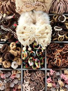 402pcs Cute Hair Accessories Set, Plush Bow Hair Ties, High Elasticity Hair Bands, Hair Clips, Claw Clips, Headbands, Suitable For Daily Wear, Parties, Gifts - Multicolor - View 2