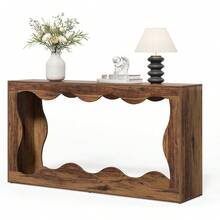 Mesa de Entrada de 63 Pulgadas, diseño Elegante, Mesa de sofá de Granja detrás del sofá, Mesa de Consola festoneada con Espacio de Almacenamiento Integrado para Entrada, Sala de Estar - Rústico - Ver 1