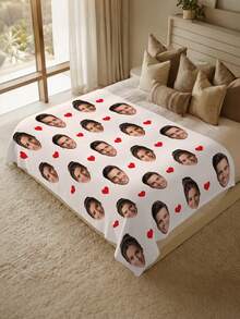 1pc Personalized Photo Blanket, Customized Photo Blanket, Personalized Photo Memorial Blanket, Suitable For Bed/Sofa/Indoor/Outdoor, Customized Christmas Gift, Friend Gift, Family Gift, Birthday Gift, Wedding Gift, Gift For Friend, Gift For Her, Gift For Girlfriend, Gift For Mom/Dad - Style 2 - View 2