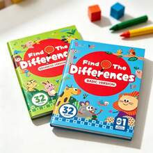 1pc Kids Spot The Difference Activity Book 32 Pages, Find The Difference Logic Puzzle Book, Matching Memory Brain Game Workbook, Early Learning Educational Toy For Toddler Preschool Kids Age 3+, Birthday Easter & Children's Day Gift For Boys Girls - Multicolor - View 3