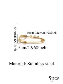 1/5pcs 18K Gold Plated Stainless Steel Fashion Safety Pin Decorative Brooch, Waterproof And Fade-Resistant, DIY Jewelry Making Supplier - Pin - View 18