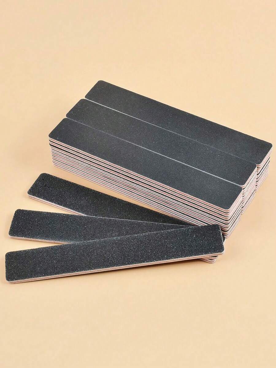 5pcs Professional Reusable 100/180 Grit Double-Sided Washable Nail Files, Manicure Tools For Gel Extension And Acrylic Nails, Suitable For Home And Salon Use - Black - View 1