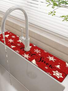 1pc Sink Faucet Absorbent Mat, Christmas Tree Pattern, Drainage Mat, Suitable For Kitchen, Bathroom Sink, Countertop, Drainage Mat, Diatomaceous Earth Material, Trimmable, Quick-Dry Mat - Multicolor - View 7