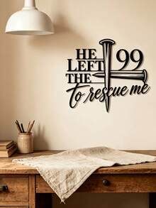 1pc Christian Metal Wall Art, He Left 99 Sign, Cross Metal Wall Decor, Religious Hanging Sign, Unique Housewarming Gift Iron Craft Decoration - Black - View 4