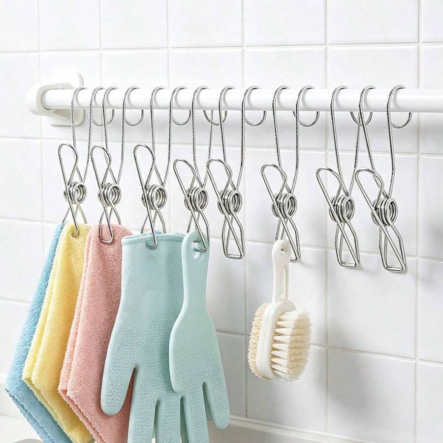 Thickened Stainless Steel Hook Clips, Strong Spring Clips For Holiday Decorations And Parties, Versatile Small Clips For Balconies And Dorm Rooms