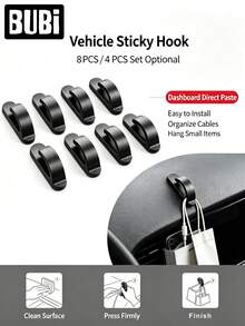 8/4Pcs Car Hooks Pasted Universal Dashboard Storage Organizer For Keys Purse Fashion Glasses Bag Mini Cute Hook Women Man Auto Interior Accessories Stuff - Self-adhesive - View 3