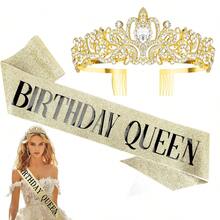 Birthday Sash For Women,Birthday Crown Tiaras For Women,Gold Rhinestone Queen Sash And Crown Tiara Headband For Party Decorations - Gold - View 9