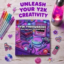 1pc Cozy Y2K Coloring Book | Cute 90s, 2000s Retro Nostalgic Aesthetic Pop Culture, Bold & Simple Coloring Pages, Perfect Gift For Birthday, Halloween, Christmas And Other Holidays - Single Piece - View 5