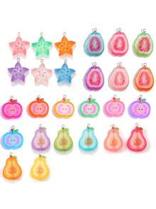 20pcs Acrylic Colorful Faux Fruit Slices Star Apple Apple Charms, Jewelry Accessories DIY Phone Chain Keychain Pendant - 20pcs - View 1