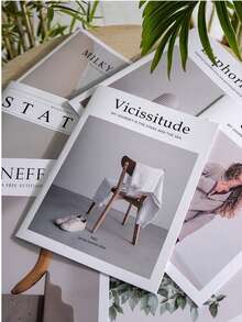 Minimalist English Magazine Photography Backdrop Live Streaming Photo Props Street Style Model Room Homestay Decor Display, Decorative Coffee Table Bookshelf Display - Fashion Magazine Book Home Plant Pattern Design For Home - Picture Color - View 9