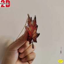 2D Flat 3-Piece Acrylic Maple Leaf Light Catcher Hanging Decor, Suitable For Thanksgiving, Christmas And Halloween, Plastic Decoration, Can Be Hung On Windows, Home Decor And Entryway Door - A - View 4