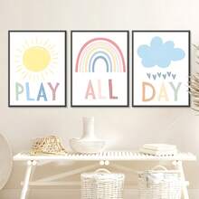 3pcs Bohemian Room Decor Paintings Canvas Wall Art Nursery Decor, Sun Canvas Painting, Daycare Poster, Classroom Decor Play Area Sign, Unframed, Modern Canvas Wall Art, Room Poster, Room Decor Supplies, Home Decor, Room Decor Aesthetic, Western Decor - Multicolor - View 10